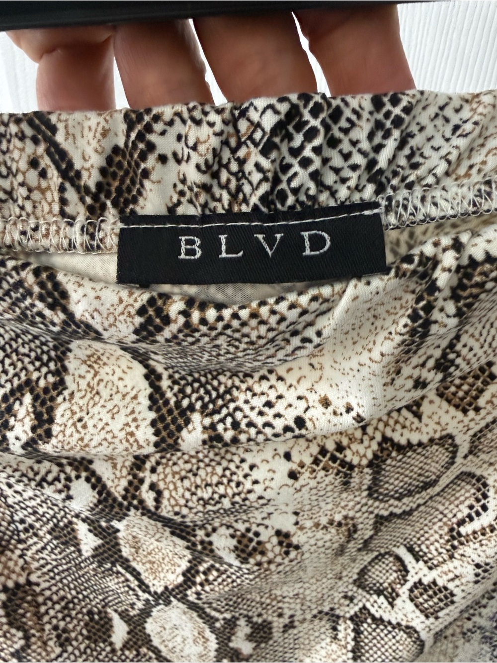 BLVD Snake Print Midi Skirt in Neutral Tones - Picture 2 of 4